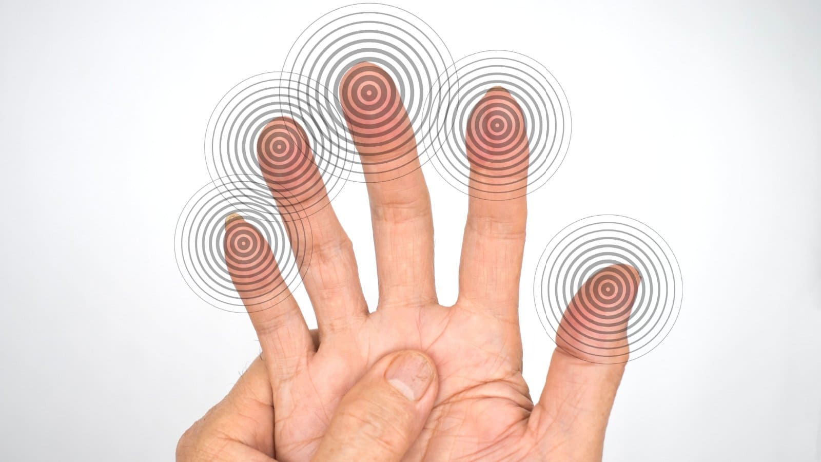 Tingling and numbness in a hand on a white background